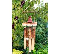 KDMD Bamboo 6 Tube Med.Buda Wind Chime - Serene Buddha & Melodic Tones in Brown KDMD Brown