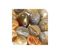 KDMD Banded Agate Rune Stone Set in Pouch 25 Mystical Divination Stones KDMD Multicolor One Size