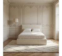 KDMD Bearpark Boucle Upholstered Platform Mink Bed Frame in Beige | Size: Super King KDMD Beige Super King