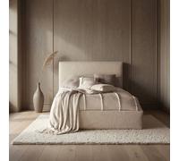 KDMD Beasley Boucle Upholstered Platform Mink Bed Frame in Beige | Size: Super King KDMD Beige Super King
