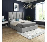 KDMD Bellini Wide Curved Winged Upholstered Soft Velvet Grey Bed Frame | Size: Super King KDMD Grey Super King