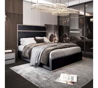 KDMD Bentley Upholstered Soft Velvet Metal Black Bed Frame | Size: Small Double KDMD Black Small Double