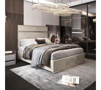 KDMD Bentley Upholstered Soft Velvet Metal Cream Bed Frame | Size: Small Double KDMD Cream Small Double