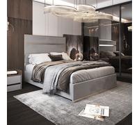 KDMD Bentley Upholstered Soft Velvet Metal Grey Bed Frame | Size: Small Double KDMD Grey Small Double