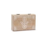 KDMD Big Whitewash Hamsa Rectangle Storage Box 21.5x14x6.3cm in Brown | Size: 21.5x14x6.3 cm KDMD Brown 21.5x14x6.3 cm