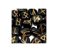 KDMD Black Agate Rune Stone Set in Pouch Mystical Divination Tools KDMD Black One Size