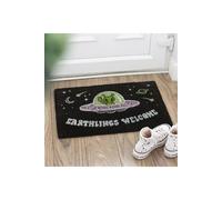 KDMD Black Earthlings Welcome Alien UFO Doormat - Quirky Sci-Fi Gift | Size: Medium KDMD Black Medium