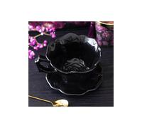 KDMD Black Rose Ceramic Teacup & Saucer - Gothic Elegance, 250ml KDMD Black