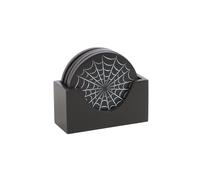 KDMD Black Spiderweb Coaster Set with Holder - Gothic Halloween Decor KDMD Black