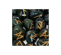 KDMD Bloodstone Rune Stone Set in Pouch Mystical Divination & Tarot Tools in Dark Green KDMD Dark Green