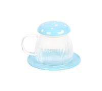 KDMD Blue Glass Mushroom Mug & Saucer KDMD Blue