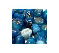 KDMD Blue Onyx Rune Stone Set in Pouch Mystical Divination & Tarot Tools KDMD Blue One Size