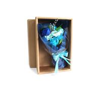 Kdmd Boxed Hand Soap Flower Bouquet - Scented Bath Roses & Carnations Gift In Blue Blue