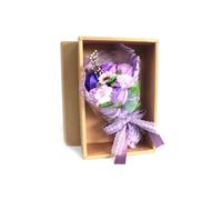 Kdmd Boxed Hand Soap Flower Bouquet - Scented Bath Roses & Carnations Gift In Lavender Lavender