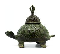 KDMD Brass Verdigris Tibetan Turtle Incense Holder - Lrg in Green KDMD Green