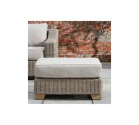 KDMD Capri Collection Outdoor Wicker Footstool with Cushions in Beige KDMD Beige