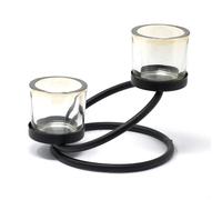 KDMD Centrepiece Iron Votive Candle Holder - 2 Cup Double Step in Grey KDMD Grey