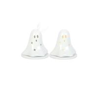 KDMD Ceramic Ghost Tealight & Incense Cone Holder - Spooky Halloween Decor in White KDMD White