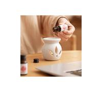 KDMD Ceramic Oil Wax Tea Light Burner Set Includes 10ml Oil & Wax in White KDMD White