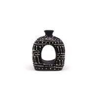 KDMD Chocolate Oval Donut Vase - 18cm Terracotta Decor from Lombok in Black KDMD Black