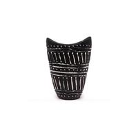 KDMD Chocolate Swirl Shaped Terracotta Vase from Lombok - Handcrafted Decor in Black KDMD Black
