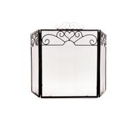 KDMD Chrome Topped Three Fold Fire Screen - Spark Protection & Style in Black KDMD Black