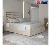 KDMD Cloudrest Upholstered Soft Velvet Metal Designer Bed Frame in Cream | Size: Single KDMD Cream Single