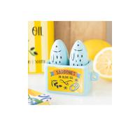 KDMD Coastal Sardine Salt & Pepper Shakers - Fun Ceramic Kitchen Decor in Light Blue KDMD Light Blue