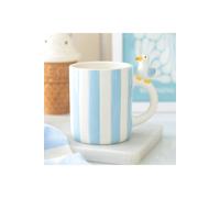 KDMD Coastal Seagull Striped Mug - 370ml Beach Themed Ceramic Cup in Blue KDMD Blue