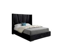 KDMD Cocoon Wide Curved Winged Upholstered Soft Velvet Designer Bed Frame in Black | Size: Super King KDMD Black Super King