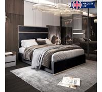 KDMD Comfyzone Upholstered Soft Velvet Metal Designer Bed Frame in Black | Size: Super King KDMD Black Super King