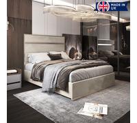 KDMD Comfyzone Upholstered Soft Velvet Metal Designer Bed Frame in Cream | Size: Single KDMD Cream Single