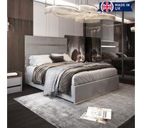 KDMD Comfyzone Upholstered Soft Velvet Metal Designer Bed Frame in Grey | Size: Small Double KDMD Grey Small Double