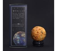 KDMD Crazy Lace Jasper Planet on a Sola Goldstone Stand (MERCURY) in Yellow KDMD Yellow