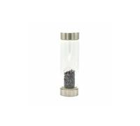 KDMD Crystal Infused Amethyst Glass Water Bottle - Relaxing & Durable in Silver KDMD Silver
