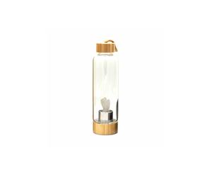 KDMD Crystal Infused Glass Water Bottle - Cleansing Clear Quartz - Angel KDMD Clear