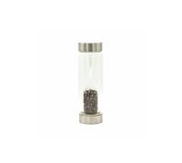 KDMD Crystal Infused Glass Water Bottle - Determined Tiger's Eye - Chips in Silver KDMD Silver