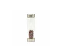 KDMD Crystal Infused Glass Water Bottle - Invigorating Red Jasper - Chips in Silver KDMD Silver
