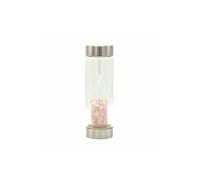 KDMD Crystal Infused Rose Quartz Glass Water Bottle -Rejuvenating & Elegant in Silver KDMD Silver