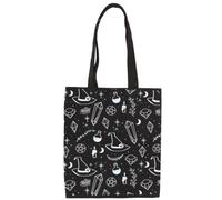 KDMD Crystal Witch Print Polycotton Tote Bag in Black KDMD Black