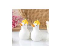KDMD Daisy & Duck Ceramic Salt & Pepper Shakers - Cute Spring Table Decor in White KDMD White