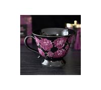 KDMD Dark Romance Floral Teacup - 320ml, Deep Rose & Purple Design in Black KDMD Black
