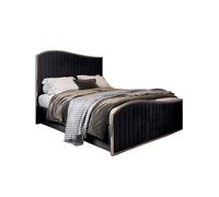 KDMD Darlington Upholstered Soft Velvet Metal Designer Bed Frame in Black | Size: King KDMD Black King