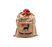 KDMD Delivered By Reindeer Festive Jute Sack for Christmas Gift Storage in Red KDMD Red