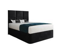 KDMD Dime Upholserted Floorstanding Headboard With Divan Designer Bed Frame in Black | Size: Small Double KDMD Black Small Double