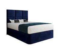 KDMD Dime Upholserted Floorstanding Headboard With Divan Designer Bed Frame in Blue | Size: Small Single KDMD Blue Small Single