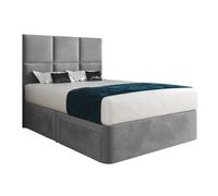KDMD Dime Upholserted Floorstanding Headboard With Divan Designer Bed Frame in Grey | Size: King KDMD Grey King