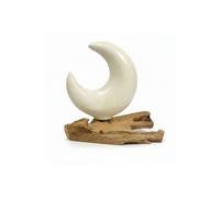 KDMD DriftGlow Crackle Half Moon Lamp - Grey, Natural Driftwood Decor in White KDMD White