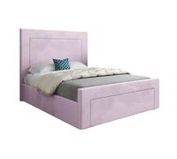 KDMD Elba Upholstered Soft Velvet Designer Bed Frame in Pink | Size: Single KDMD Pink Single
