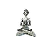 KDMD Elegant Silver & White Yoga Lady Figure - 24cm for Wellness Spaces KDMD Silver